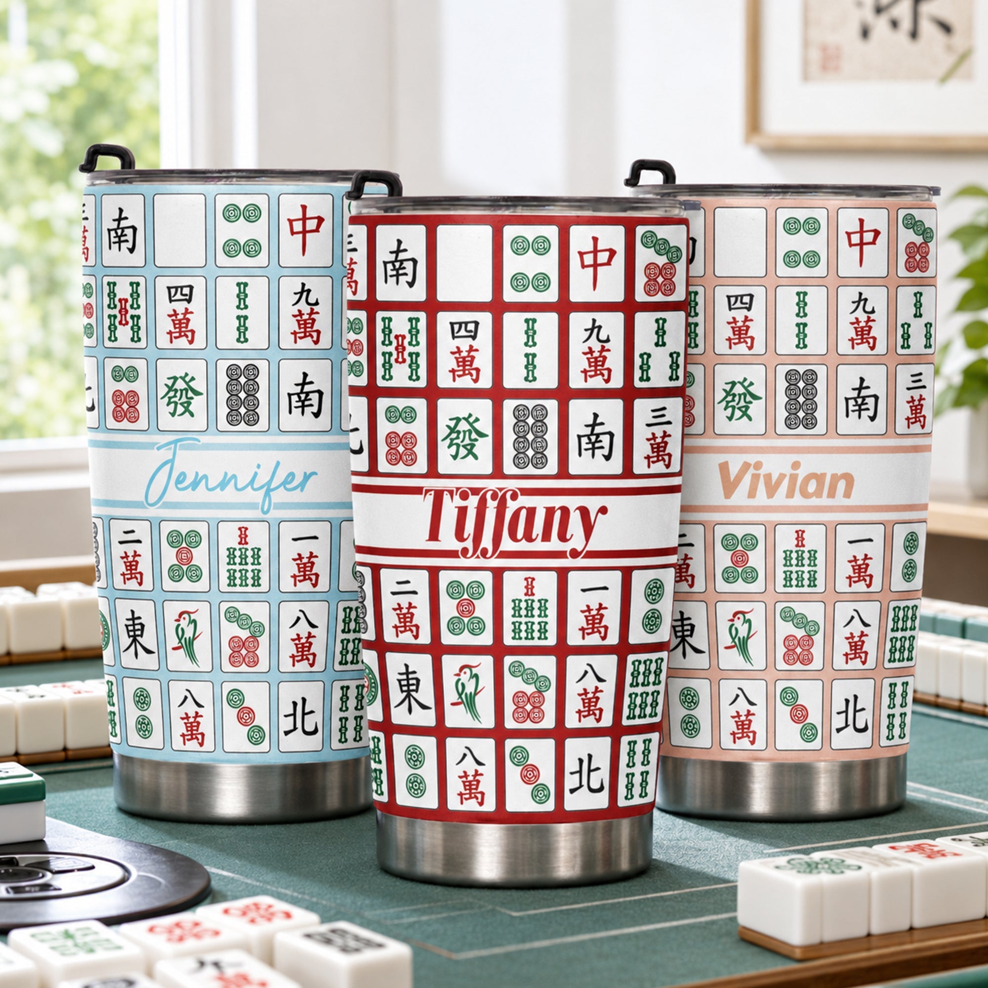 Custom Monogram, Name Gift For Mahjong Lovers - Personalized Tumbler