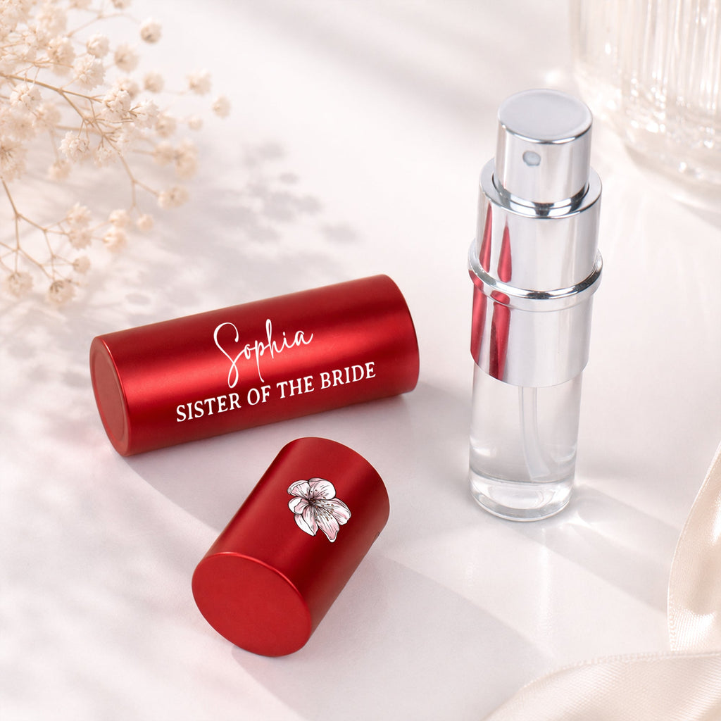 Custom Name & Birth Flower Wedding Gifts For Her, Bridesmaid - Personalized Mini Perfume Bottle