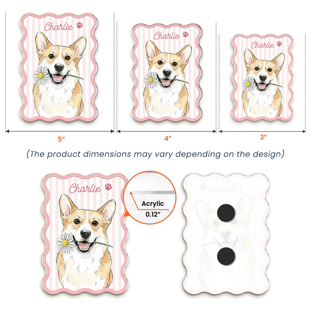 Custom Name & Photo Pet Watercolor Striped Pattern - Personalized Magnet