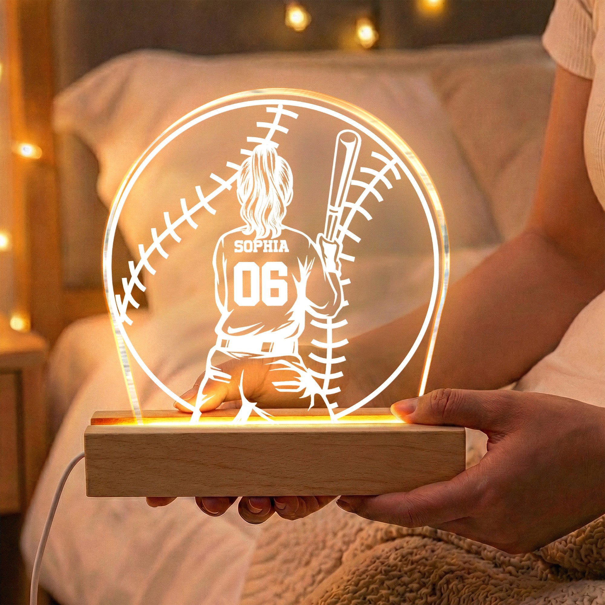 Custom Name, Number Gift For Softball Players- Personalized Night Light