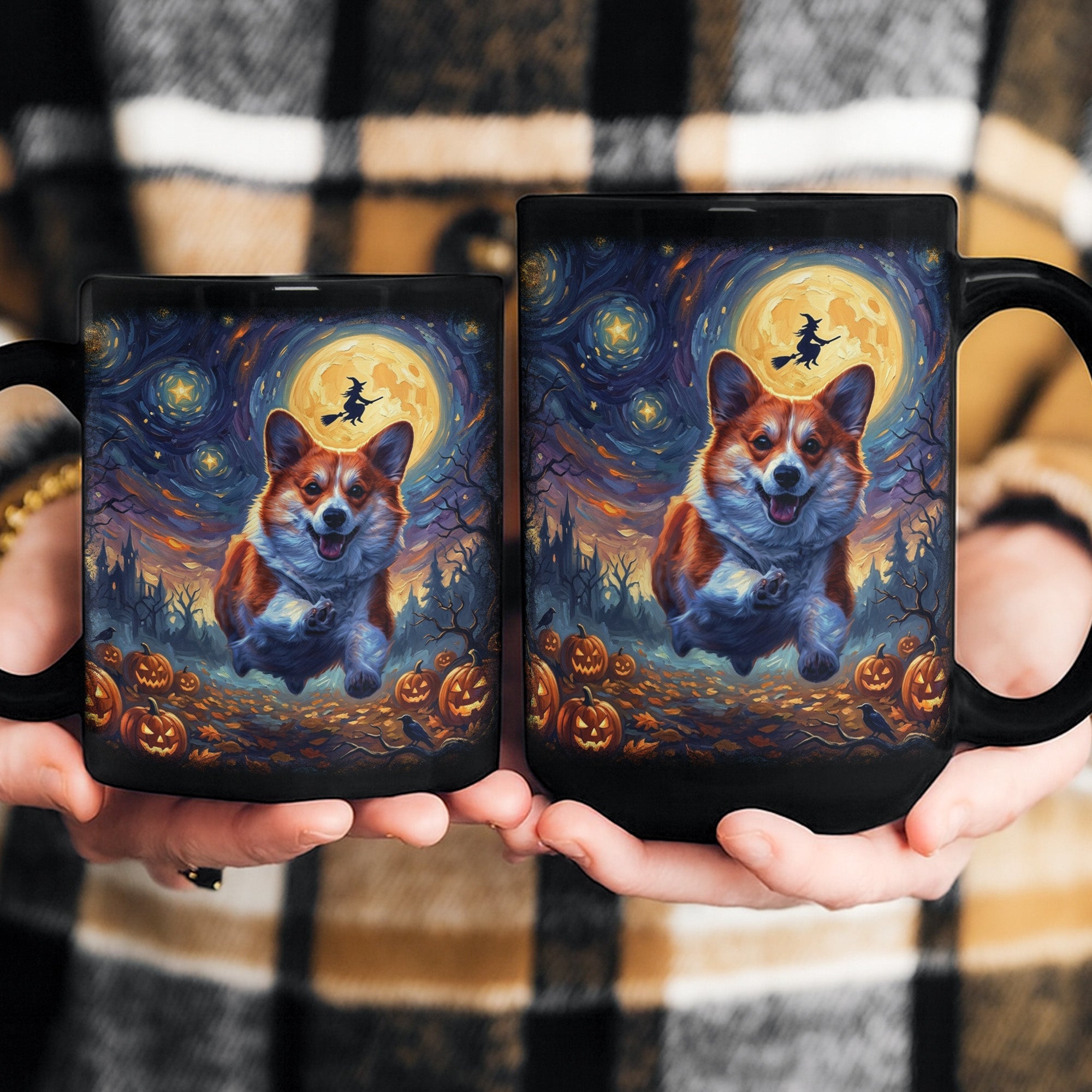 Custom Pet Dog Cat Portrait Halloween Van Gogh Art - Personalized Mug
