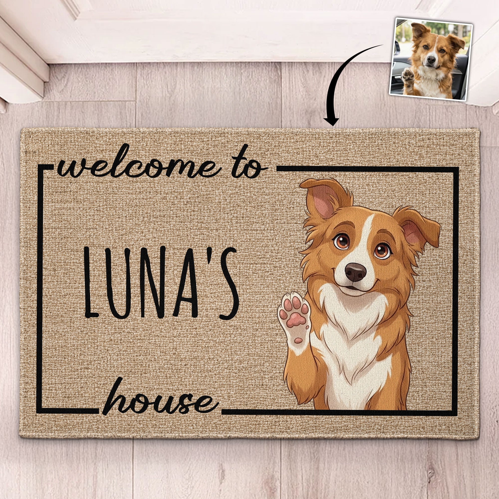 Custom Pet Funny Cartoon Art Welcome Mat - Personalized Doormat