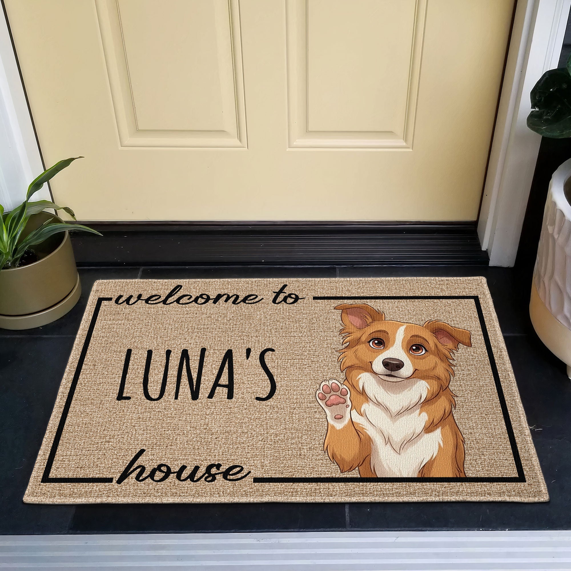 Custom Pet Funny Cartoon Art Welcome Mat - Personalized Doormat