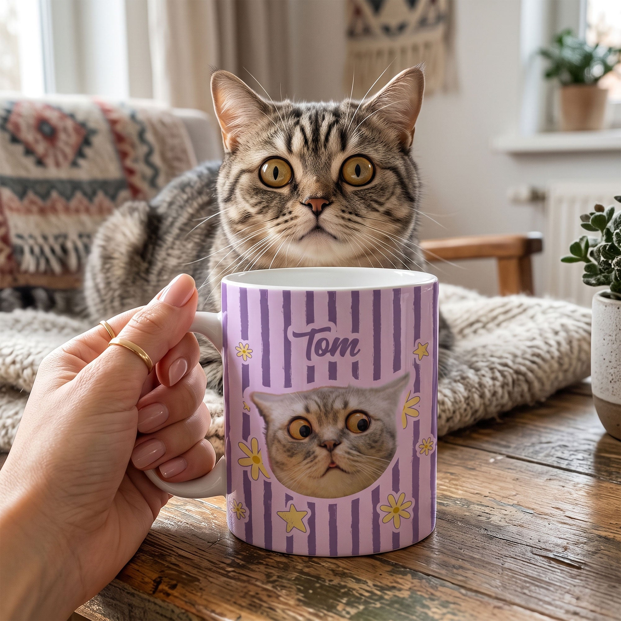 Custom Pet Photo - Vintage Bag For Dog Mom, Cat Mom - Personalized Mug
