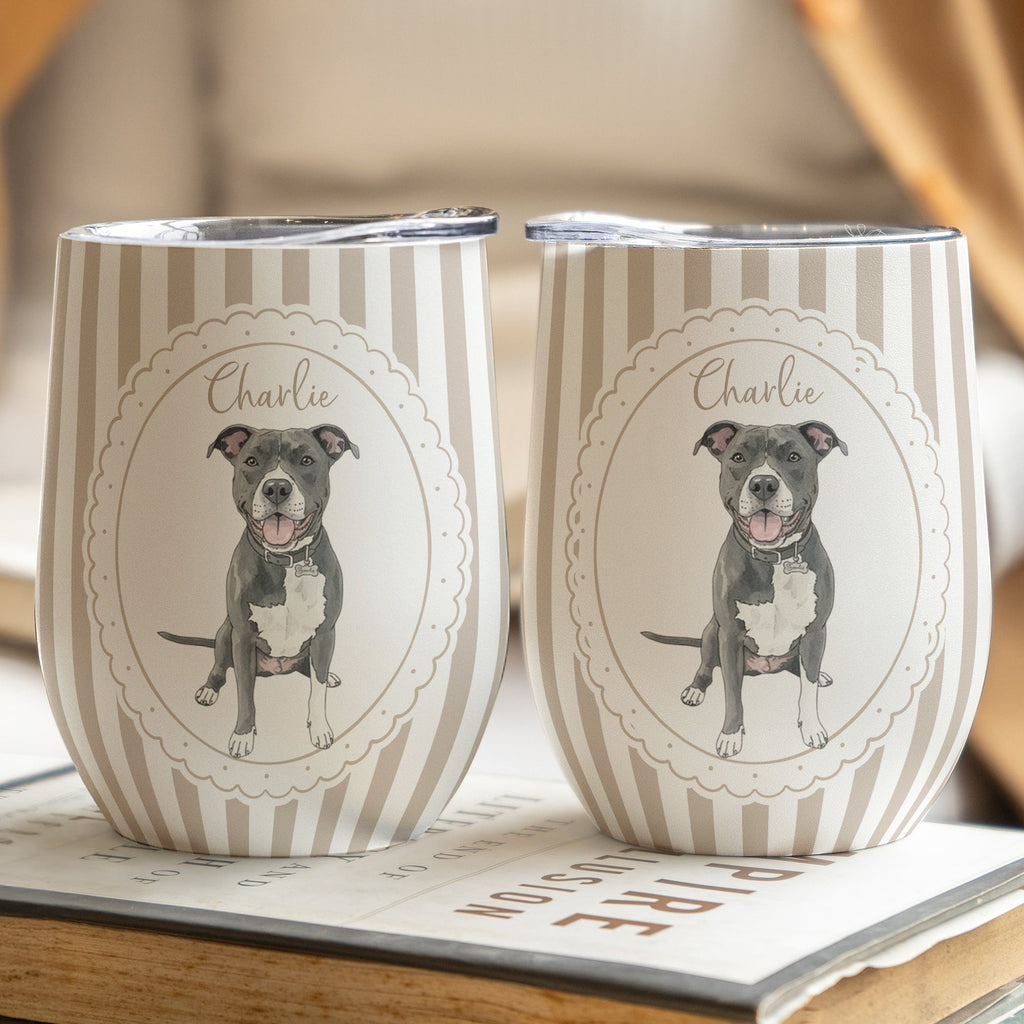 Custom Pet Photo Watercolor Colorful - Personalized Wine Tumbler