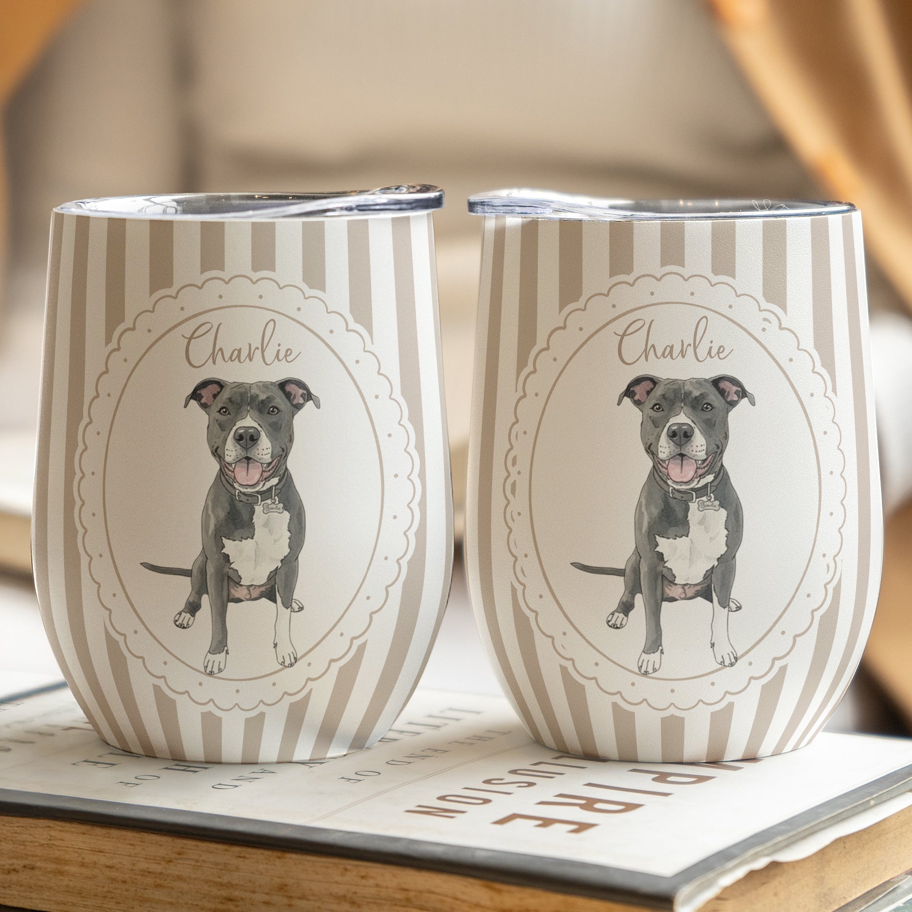 Custom Pet Photo Watercolor Colorful - Personalized Wine Tumbler