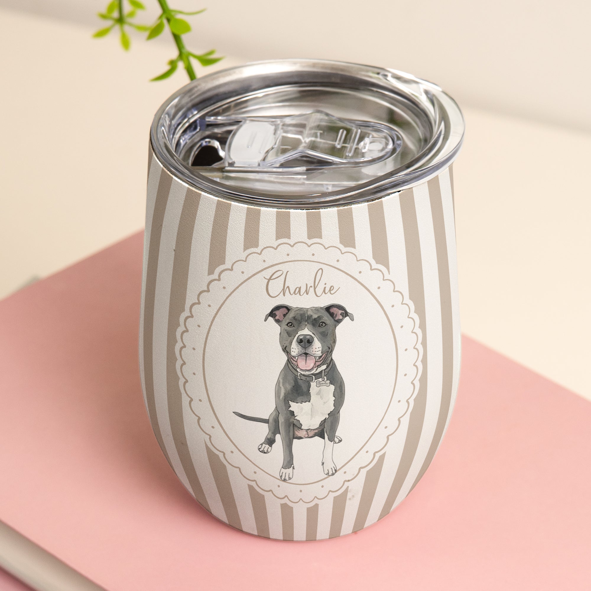 Custom Pet Photo Watercolor Colorful - Personalized Wine Tumbler