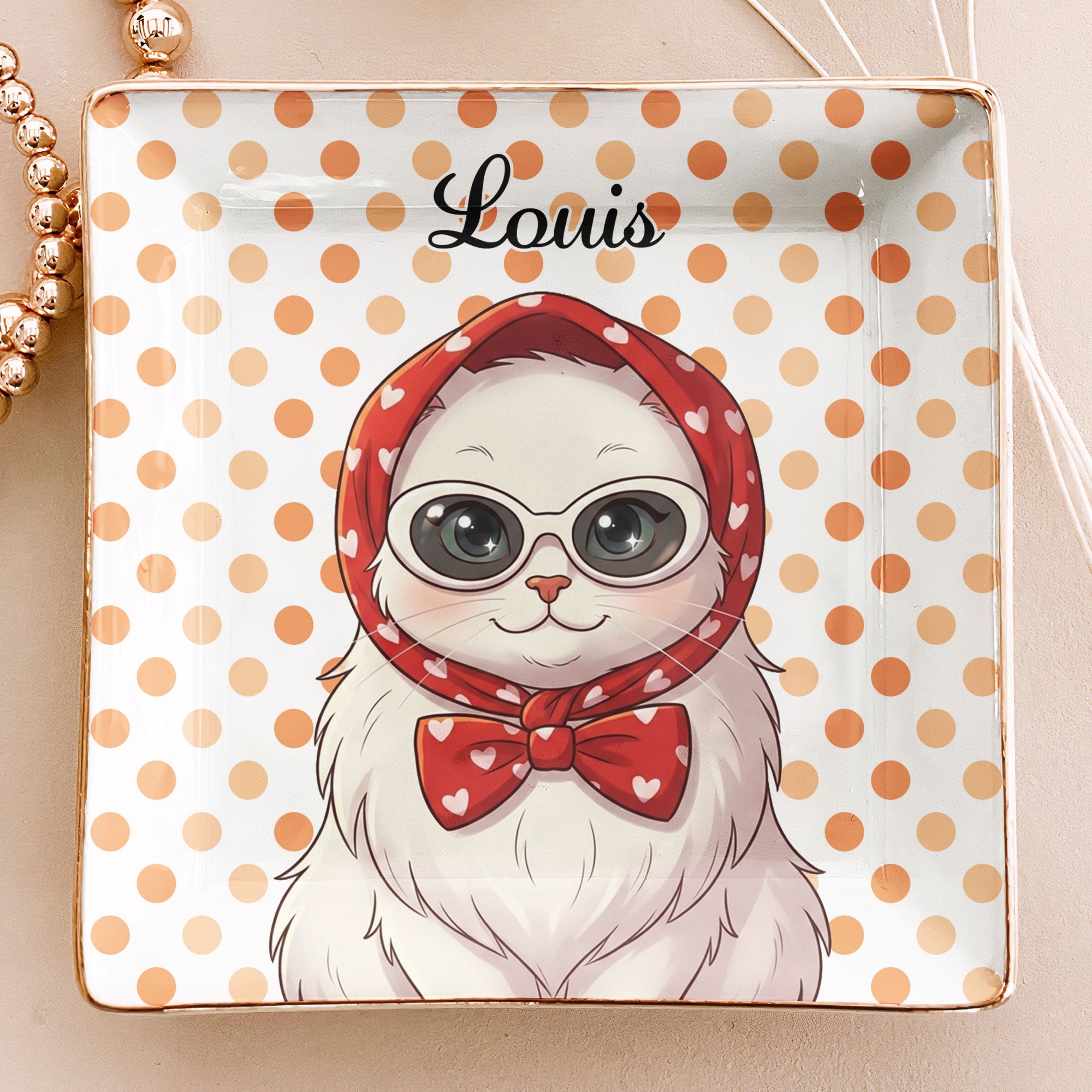 Custom Pet Portrait Cartoon Style Art - Personalized Jewelry Dish