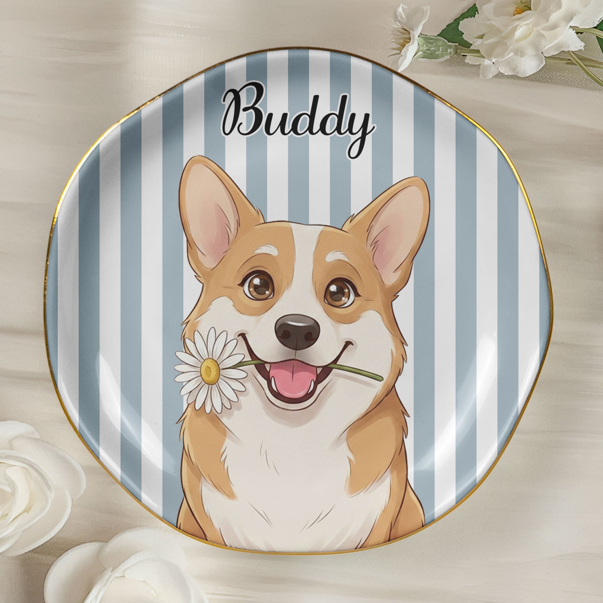 Custom Pet Portrait Cartoon Style Art - Personalized Jewelry Dish