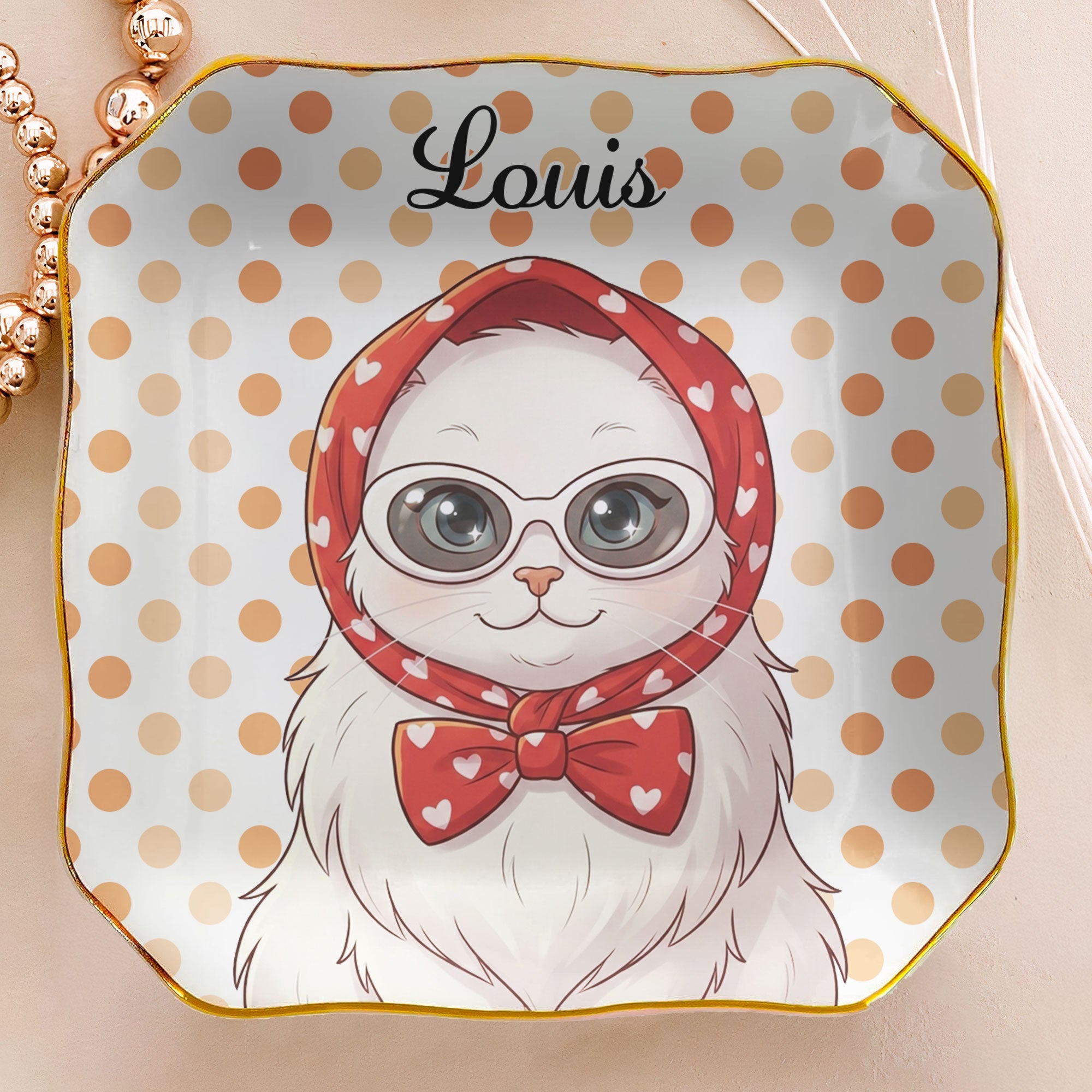 Custom Pet Portrait Cartoon Style Art - Personalized Jewelry Dish