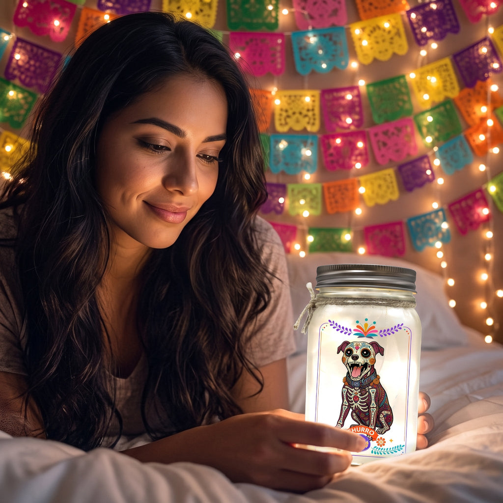 Custom Pet Portrait Day Of The Dead Mexican Hispanic Style - Personalized Night Light