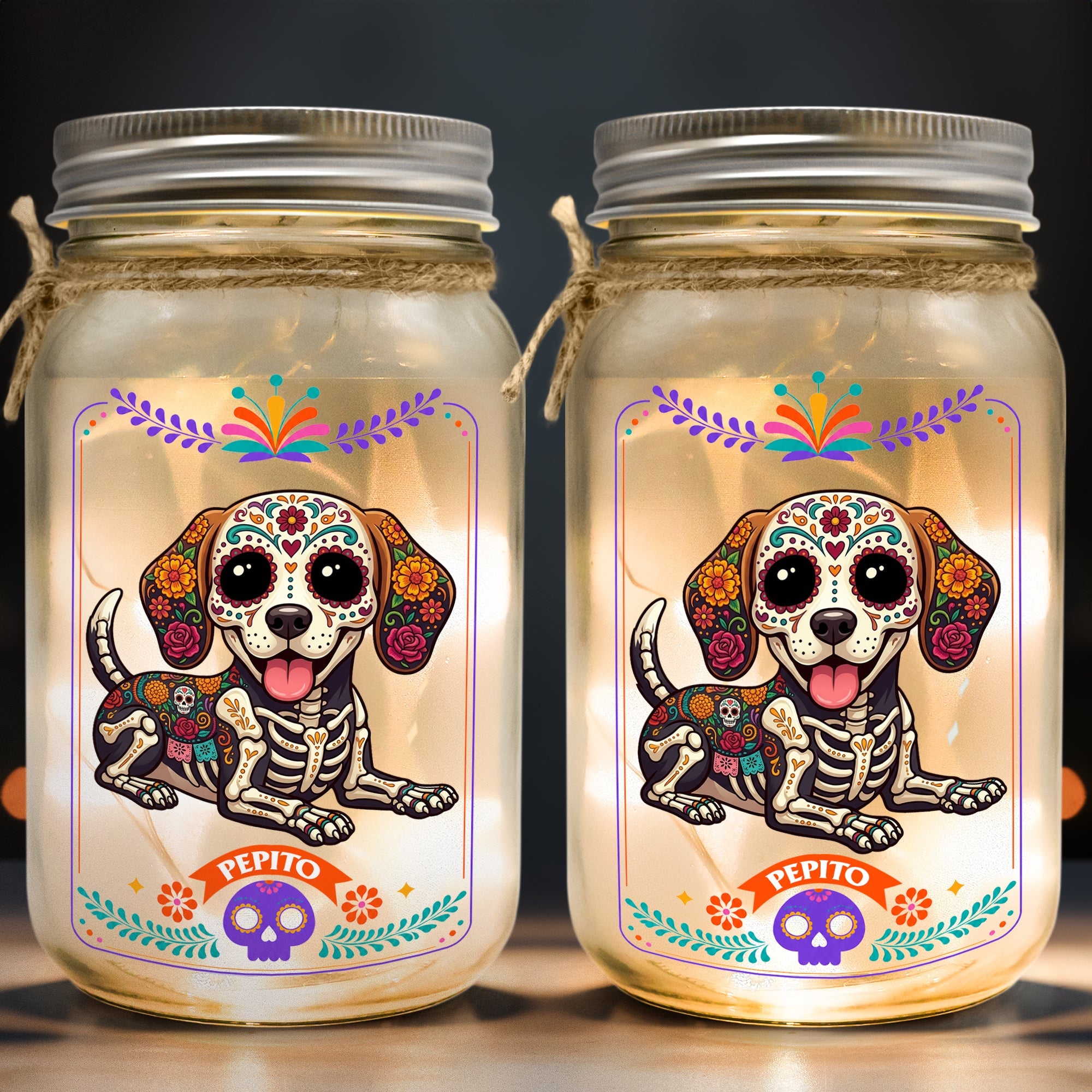 Custom Pet Portrait Day Of The Dead Mexican Hispanic Style - Personalized Night Light
