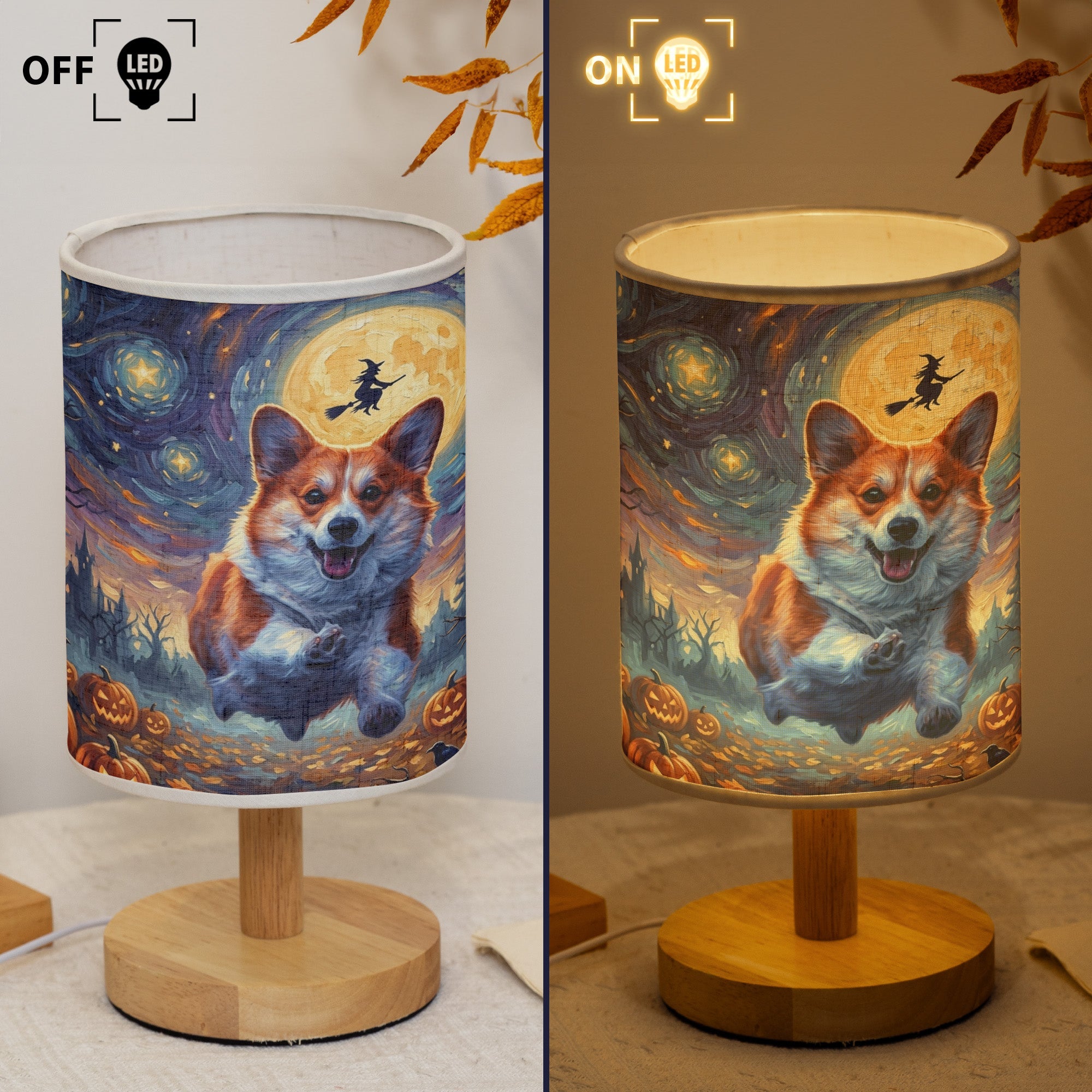 Custom Pet Portrait Halloween Van Gogh Art - Personalized Night Light