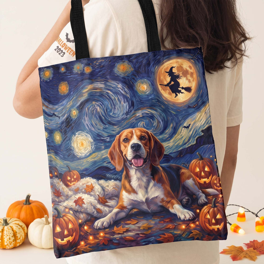 Custom Pet Portrait Halloween Van Gogh Art - Personalized Tote Bag