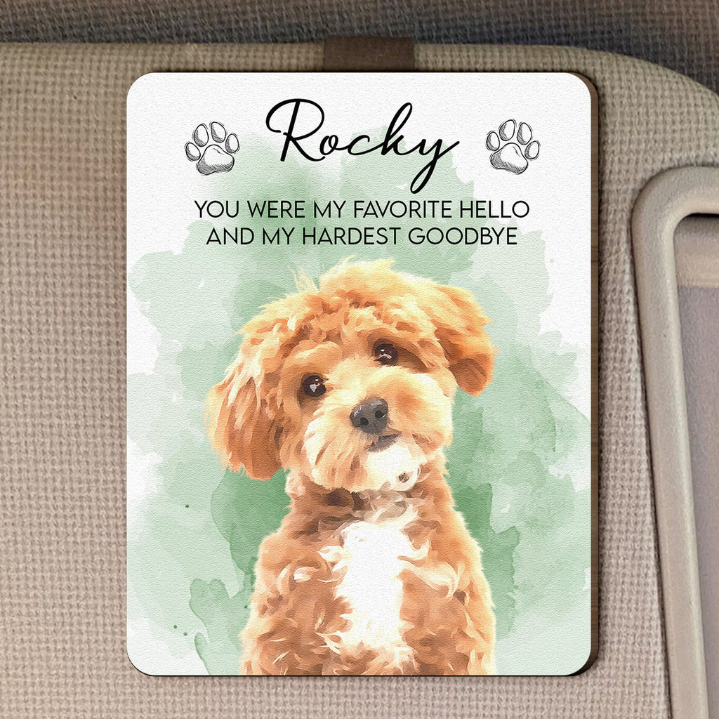 Custom Pet Watercolor Portrait Memorial Gift - Personalized Car Visor Clip