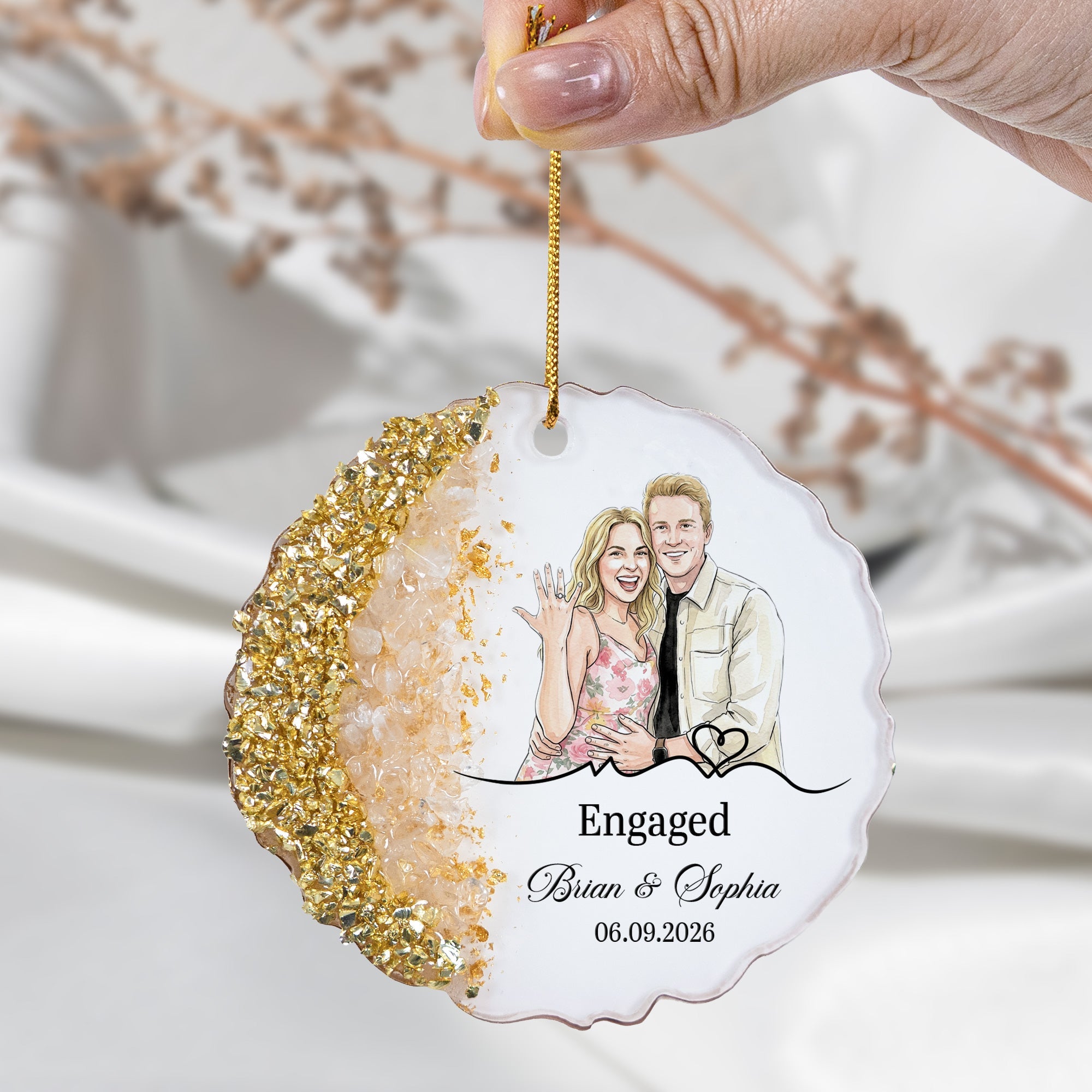 Custom Photo Engagement Gifts Wedding Anniversary Gifts For Couple - Personalized Resin Ornament
