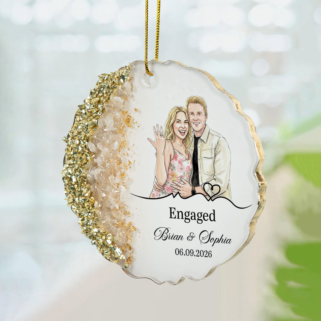 Custom Photo Engagement Gifts Wedding Anniversary Gifts For Couple - Personalized Resin Ornament