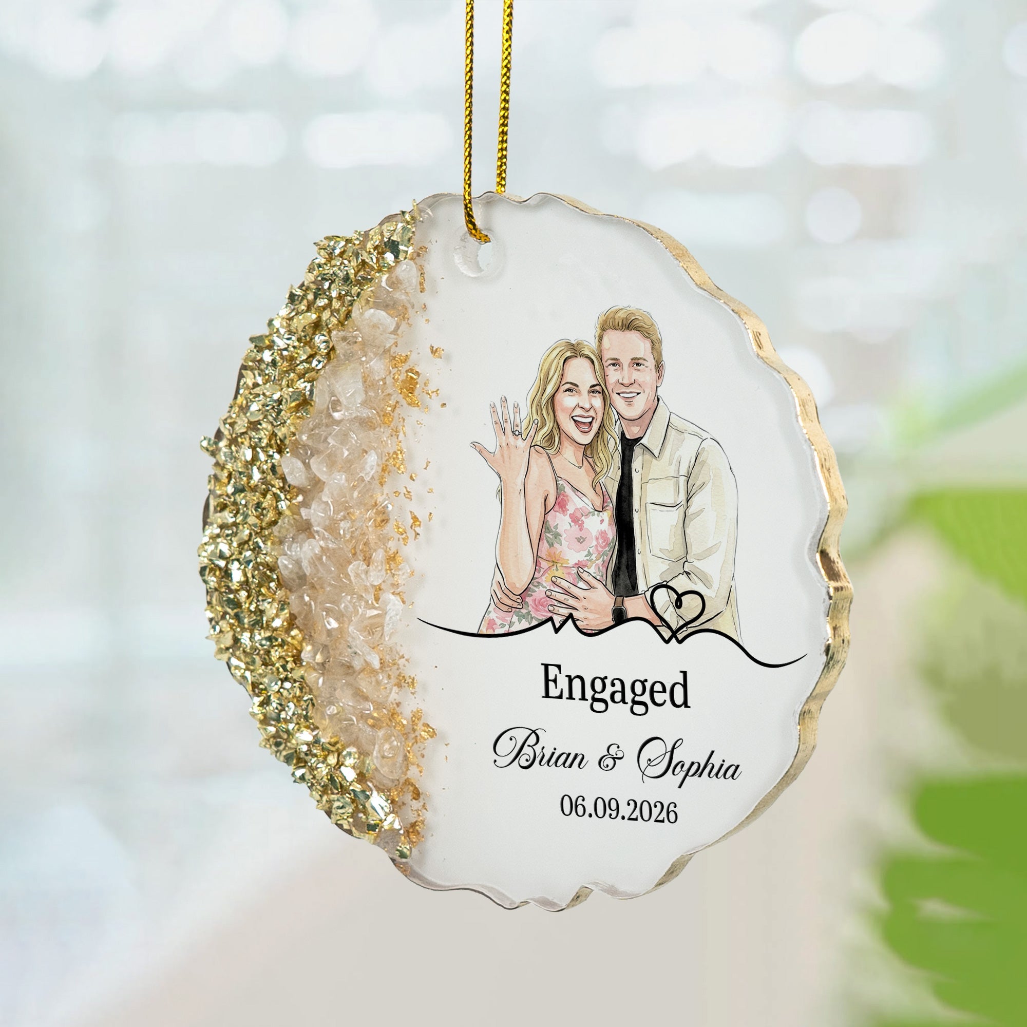 Custom Photo Engagement Gifts Wedding Anniversary Gifts For Couple - Personalized Resin Ornament