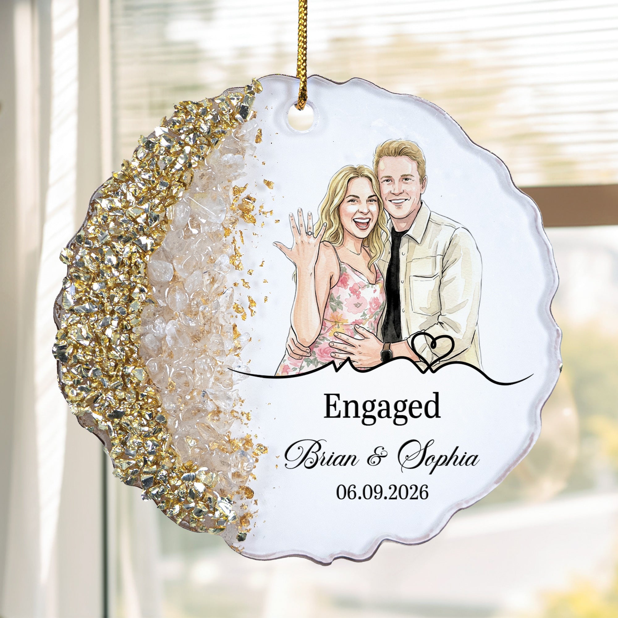 Custom Photo Engagement Gifts Wedding Anniversary Gifts For Couple - Personalized Resin Ornament