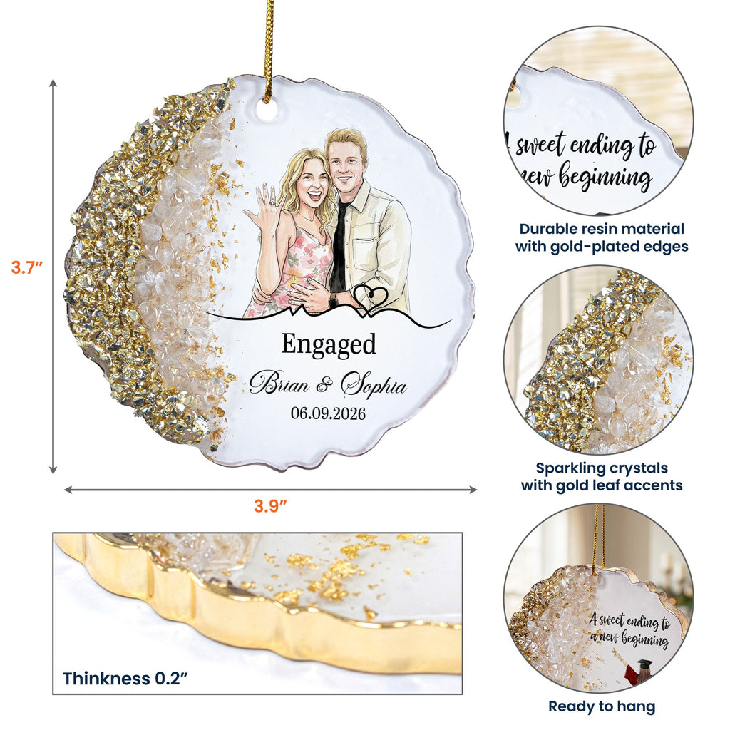 Custom Photo Engagement Gifts Wedding Anniversary Gifts For Couple - Personalized Resin Ornament