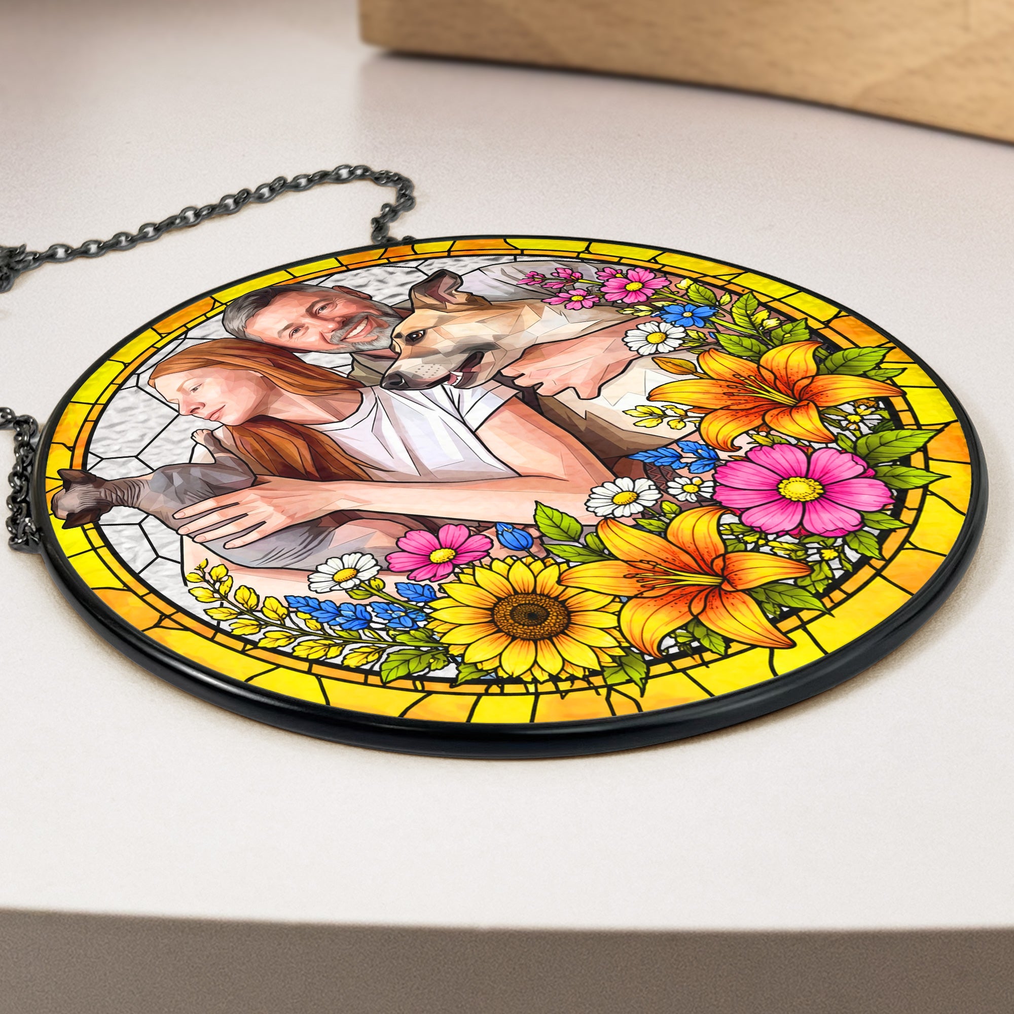 Custom Photo Family Gifts Anniversary Gifts For Her, Wife, Mom - Personalized Window Hanging Suncatcher