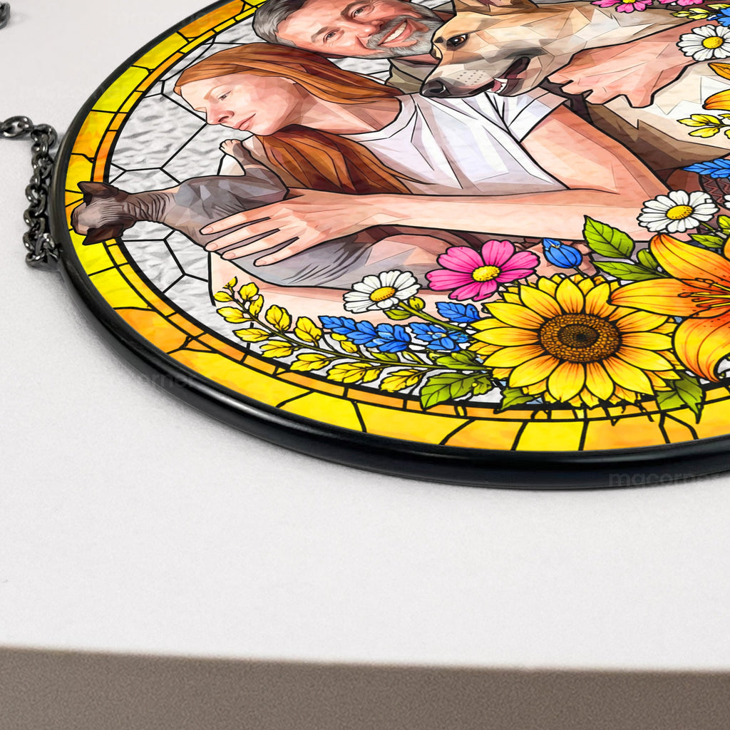 Custom Photo Family Gifts Anniversary Gifts For Her, Wife, Mom - Personalized Window Hanging Suncatcher