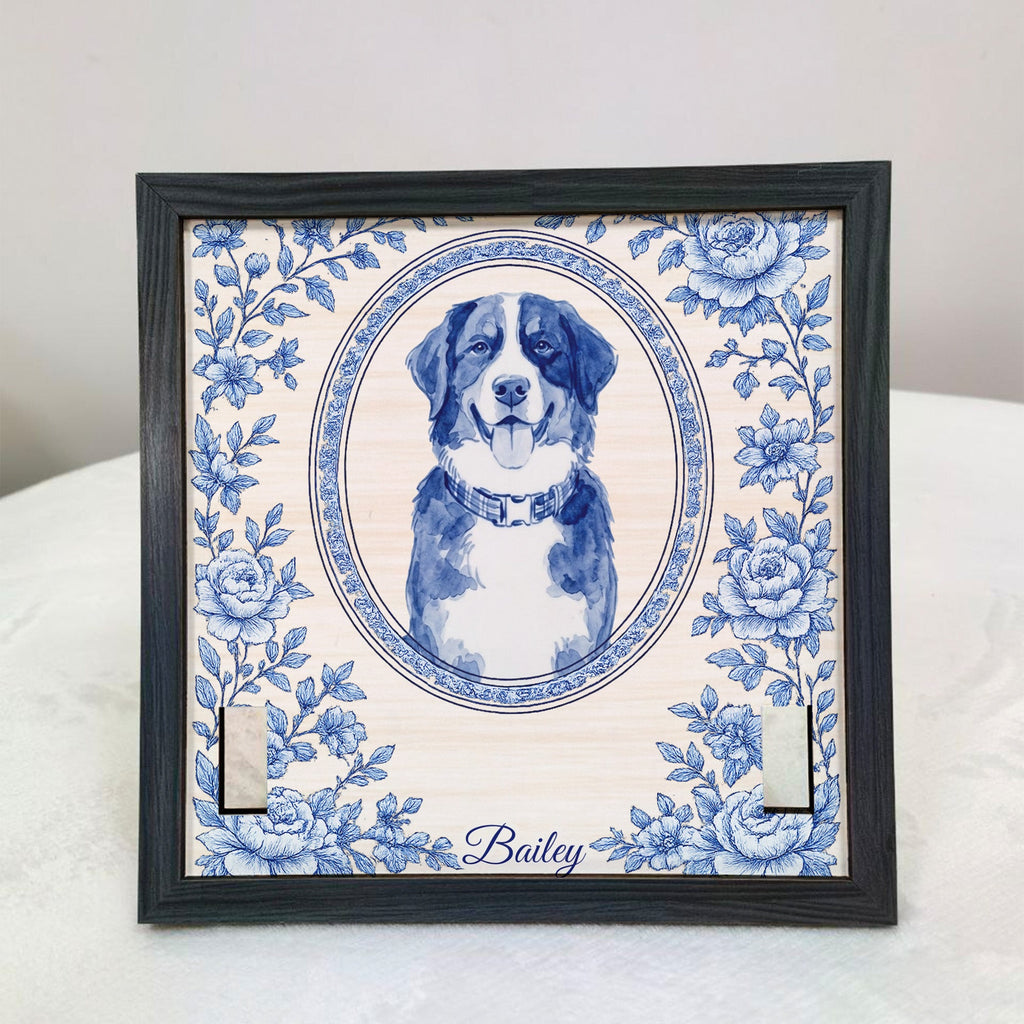 Custom Photo Memorial Pet Collar Holder Sign, Dog Memorial Gifts - Personalized Frame