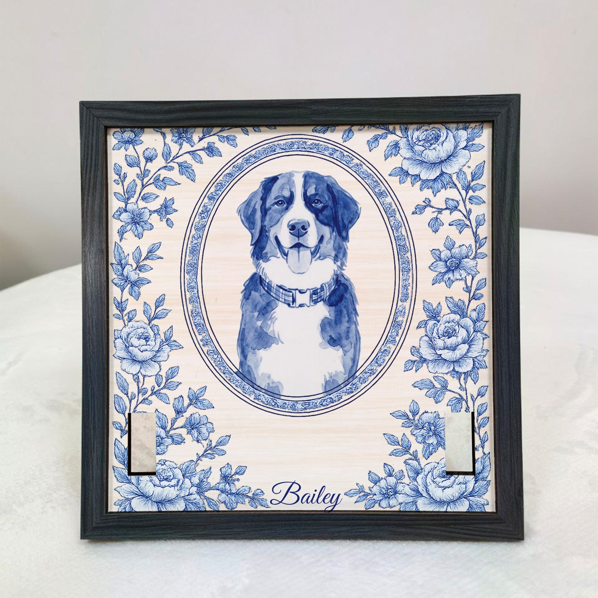Custom Photo Memorial Pet Collar Holder Sign, Dog Memorial Gifts - Personalized Frame