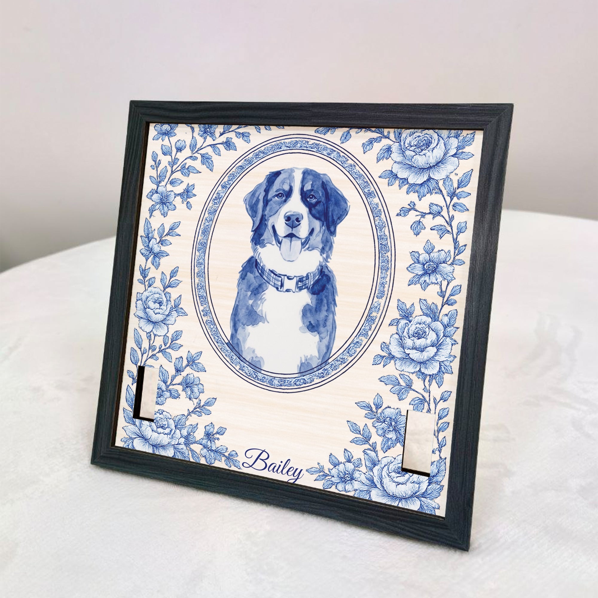Custom Photo Memorial Pet Collar Holder Sign, Dog Memorial Gifts - Personalized Frame