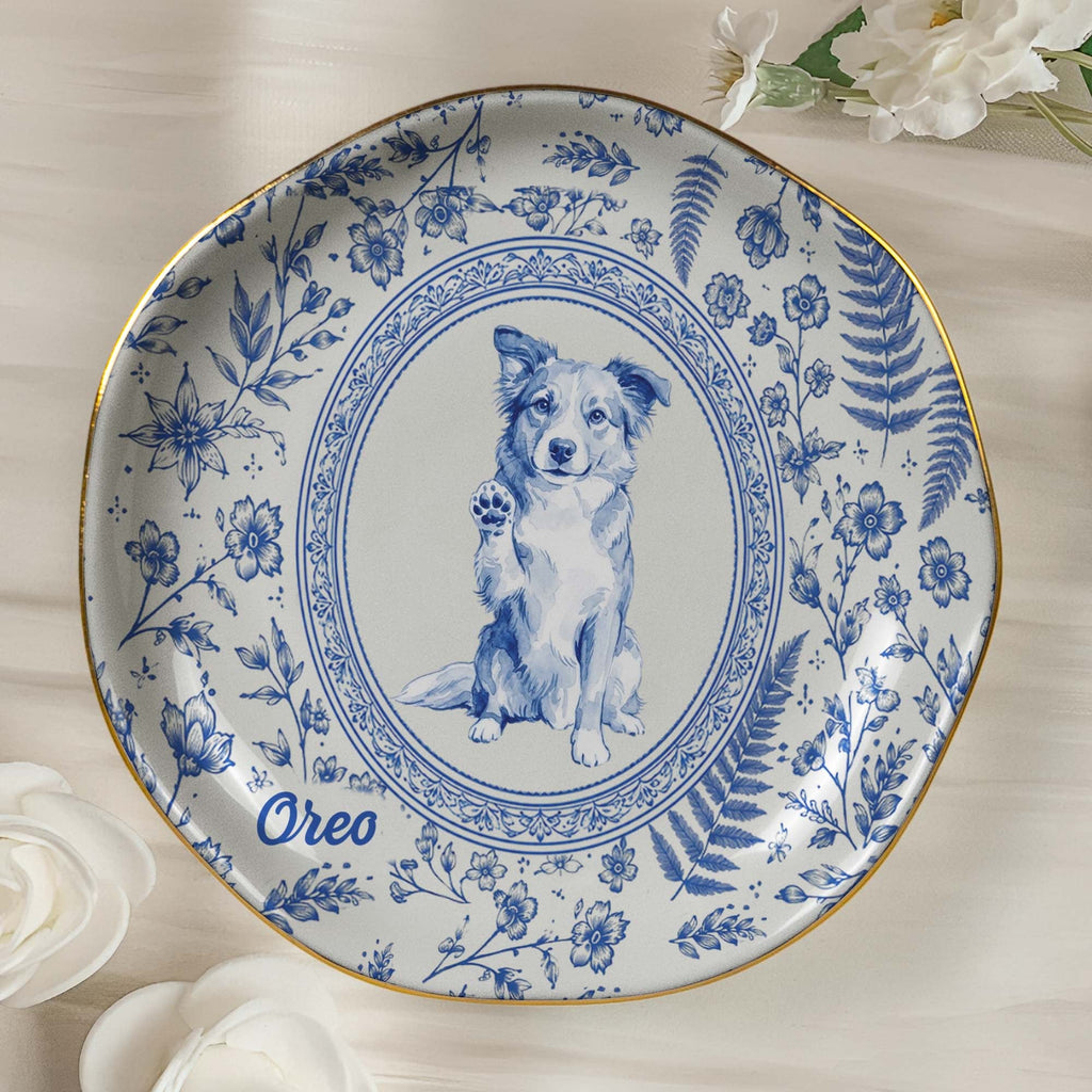 Custom Photo Pet Lover Gift Watercolor Style - Personalized Jewelry Dish