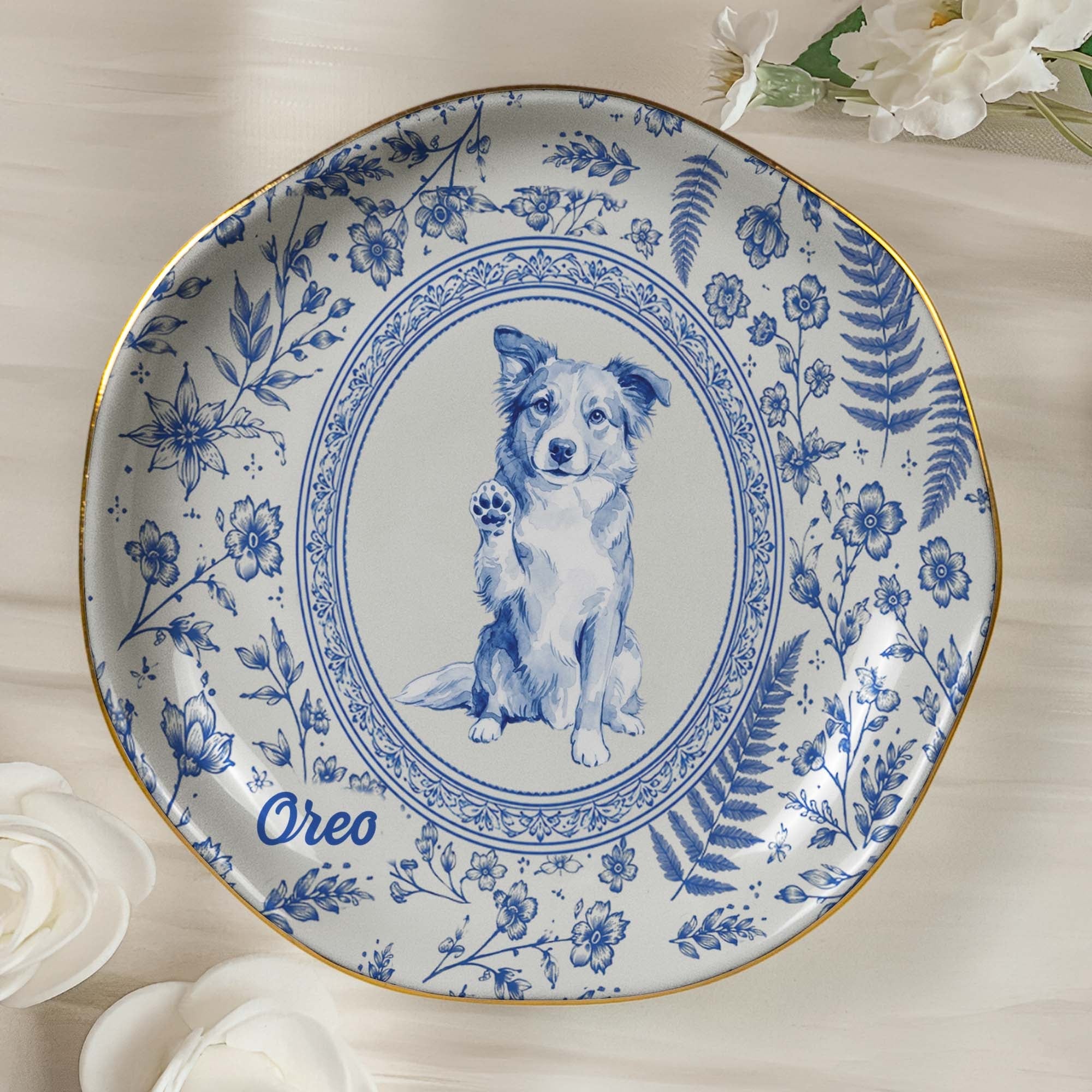Custom Photo Pet Lover Gift Watercolor Style - Personalized Jewelry Dish