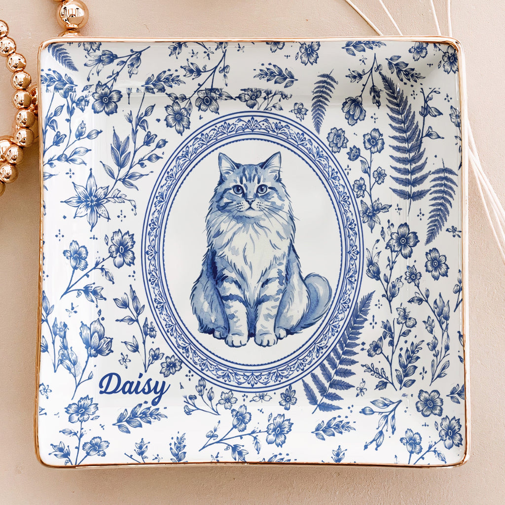 Custom Photo Pet Lover Gift Watercolor Style - Personalized Jewelry Dish