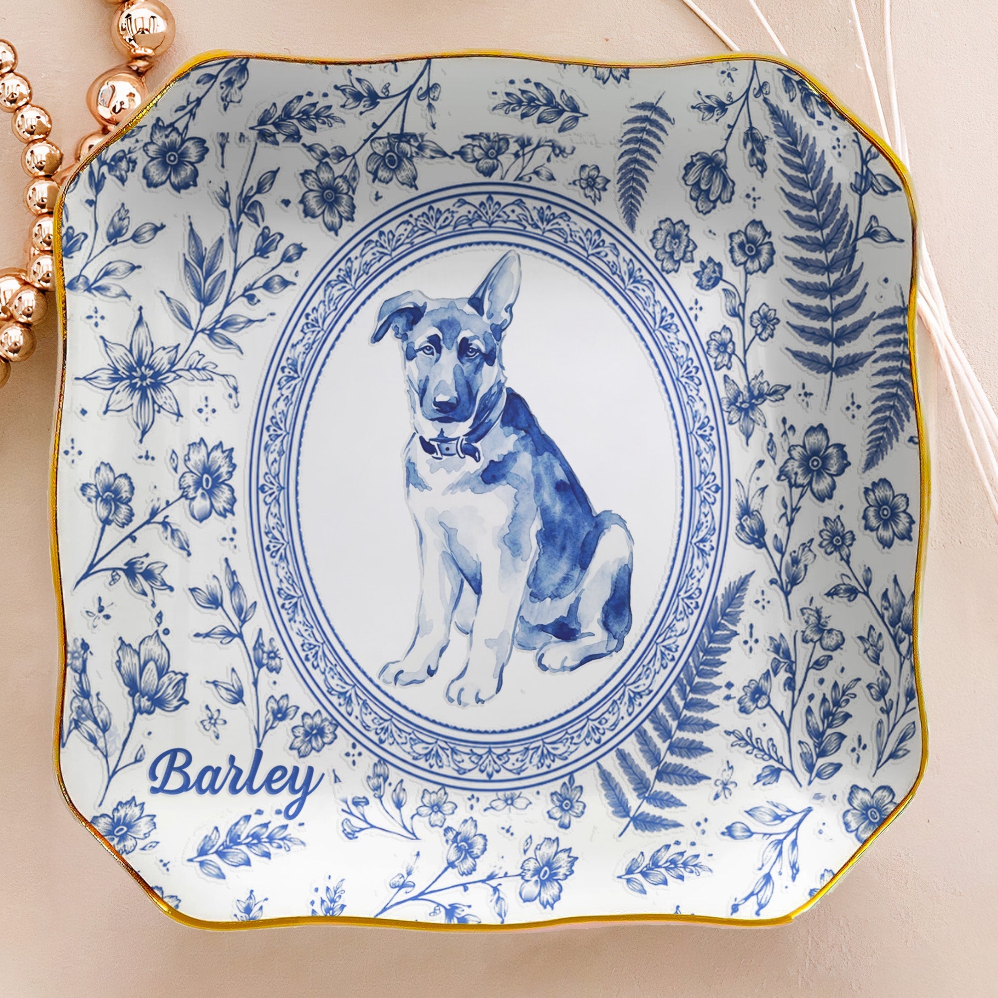 Custom Photo Pet Lover Gift Watercolor Style - Personalized Jewelry Dish