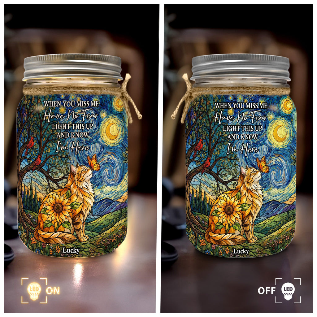 Custom Photo Pet Memorial Stained Glass Sunflower - Personalized Night Light