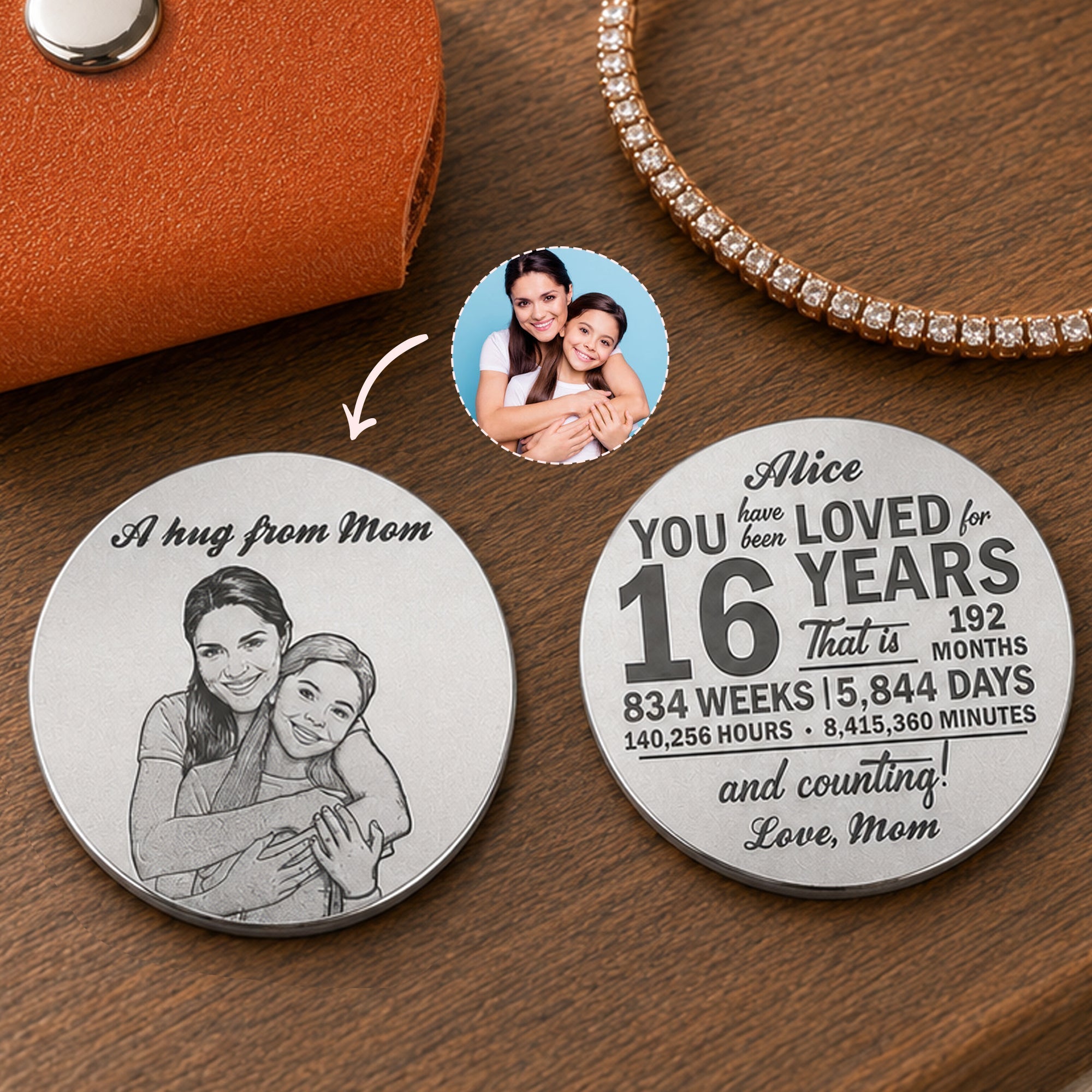 Custom Photo Sketch Line Art Birthday Gift For Son Daughter - Personalized Pocket Hug