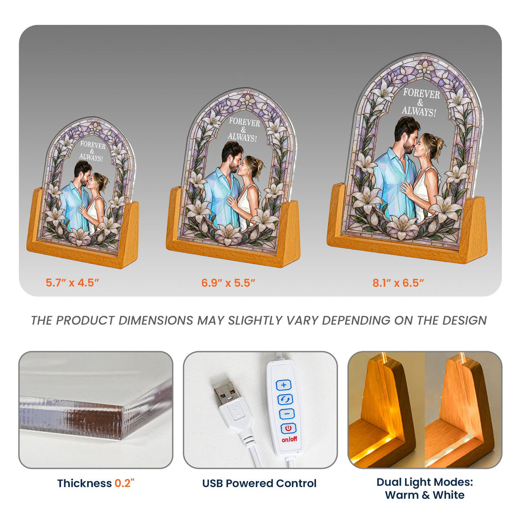 Custom Photo Stained Glass Style Anniversary Gift - Personalized Night Light