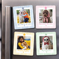 Custom Photo Striped Pattern Gift For Pet Owners - Personalized Magnet
