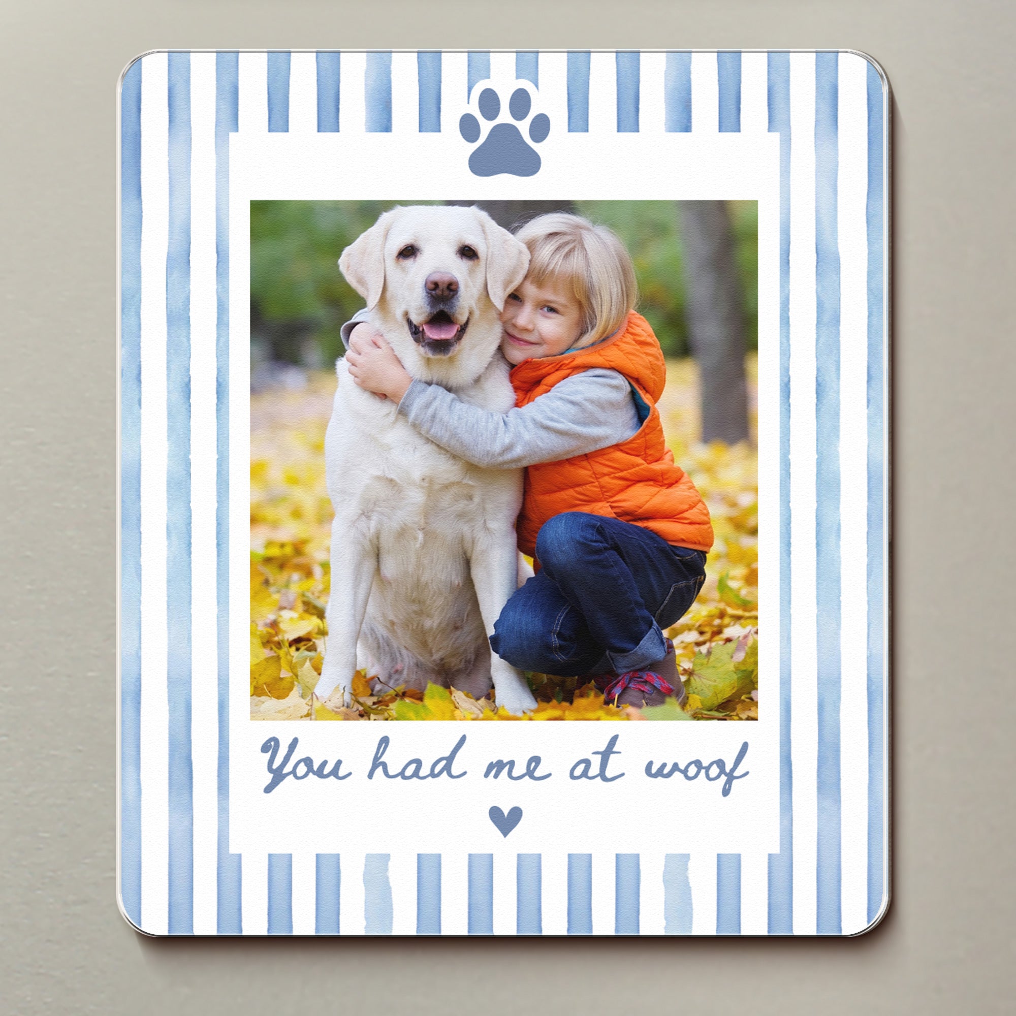 Custom Photo Striped Pattern Gift For Pet Owners - Personalized Magnet