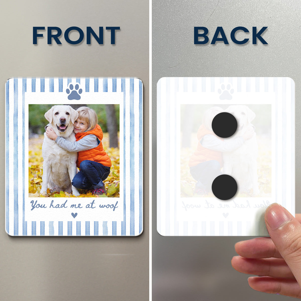 Custom Photo Striped Pattern Gift For Pet Owners - Personalized Magnet
