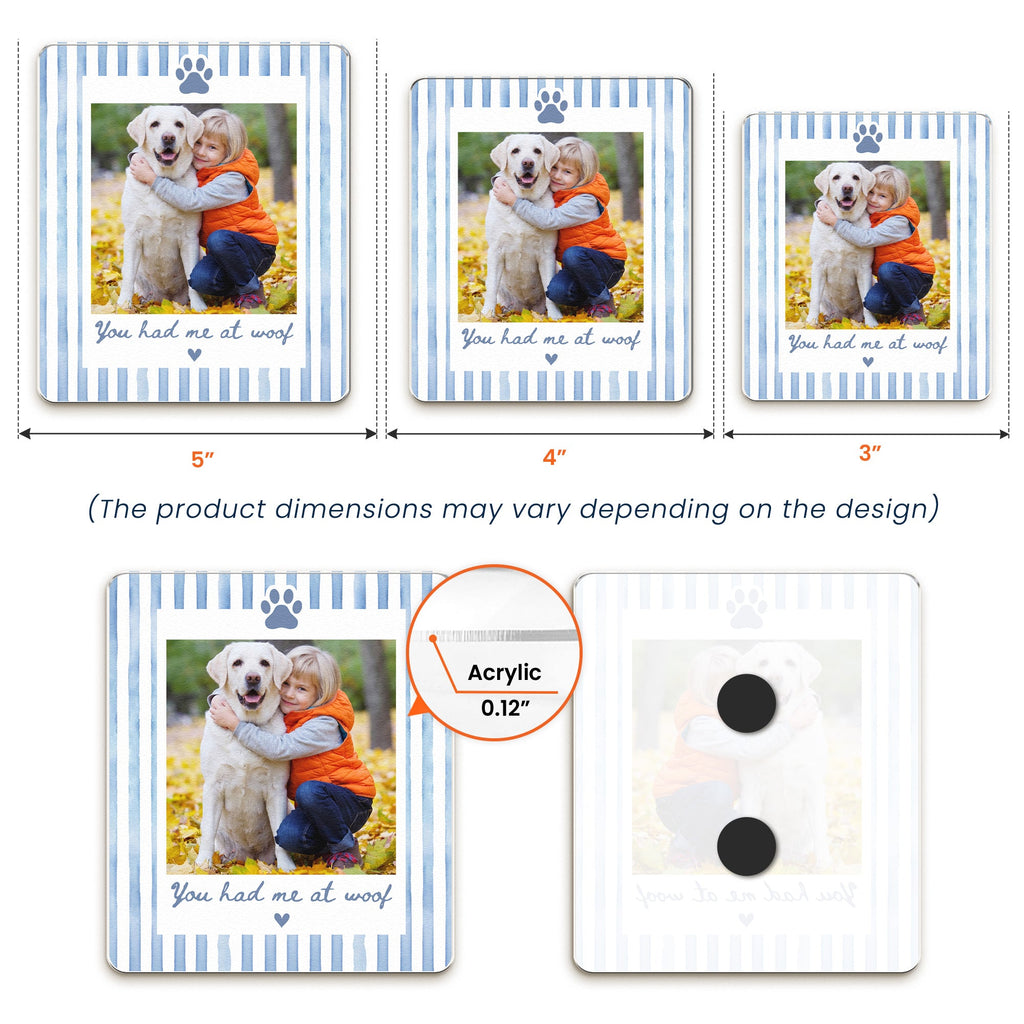 Custom Photo Striped Pattern Gift For Pet Owners - Personalized Magnet