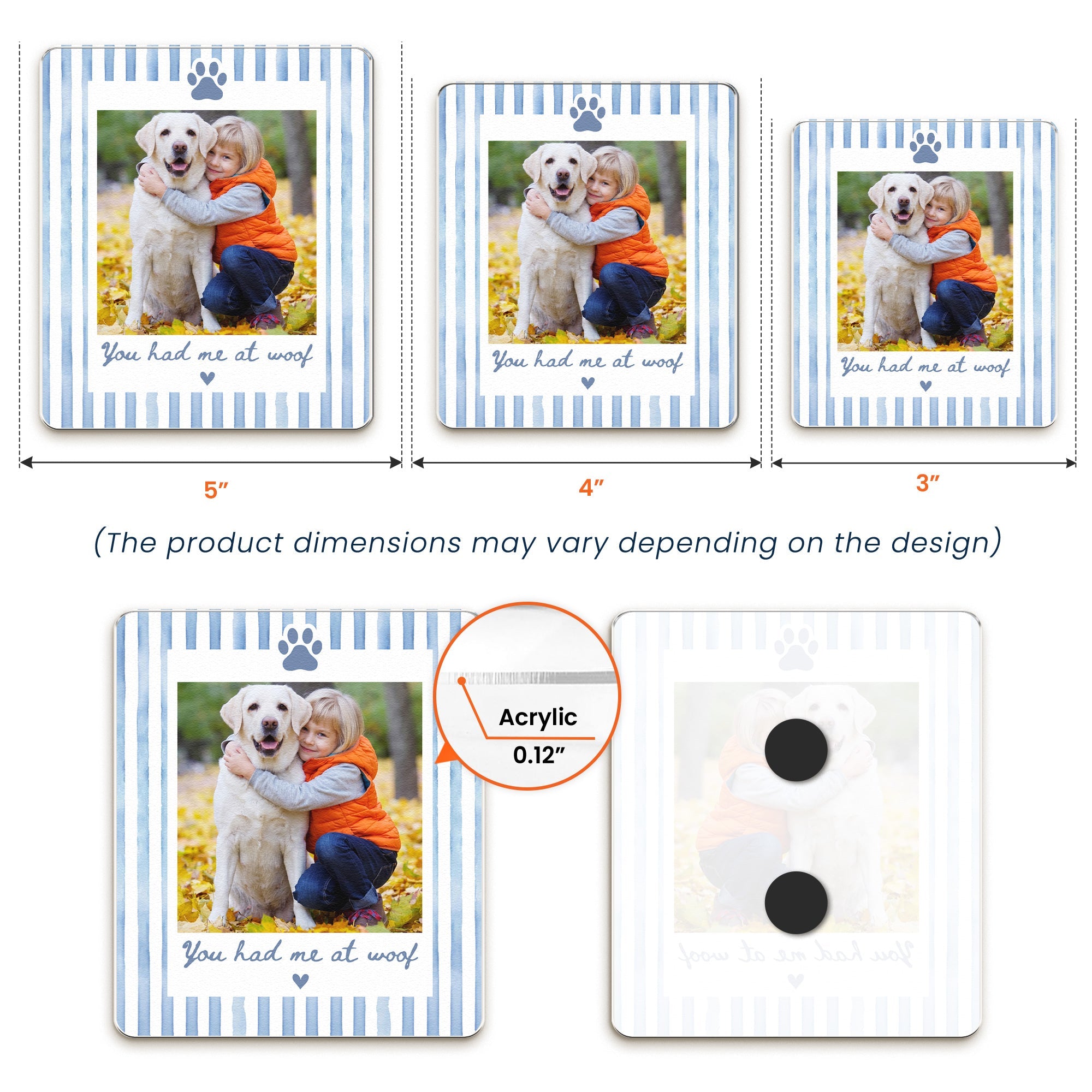Custom Photo Striped Pattern Gift For Pet Owners - Personalized Magnet
