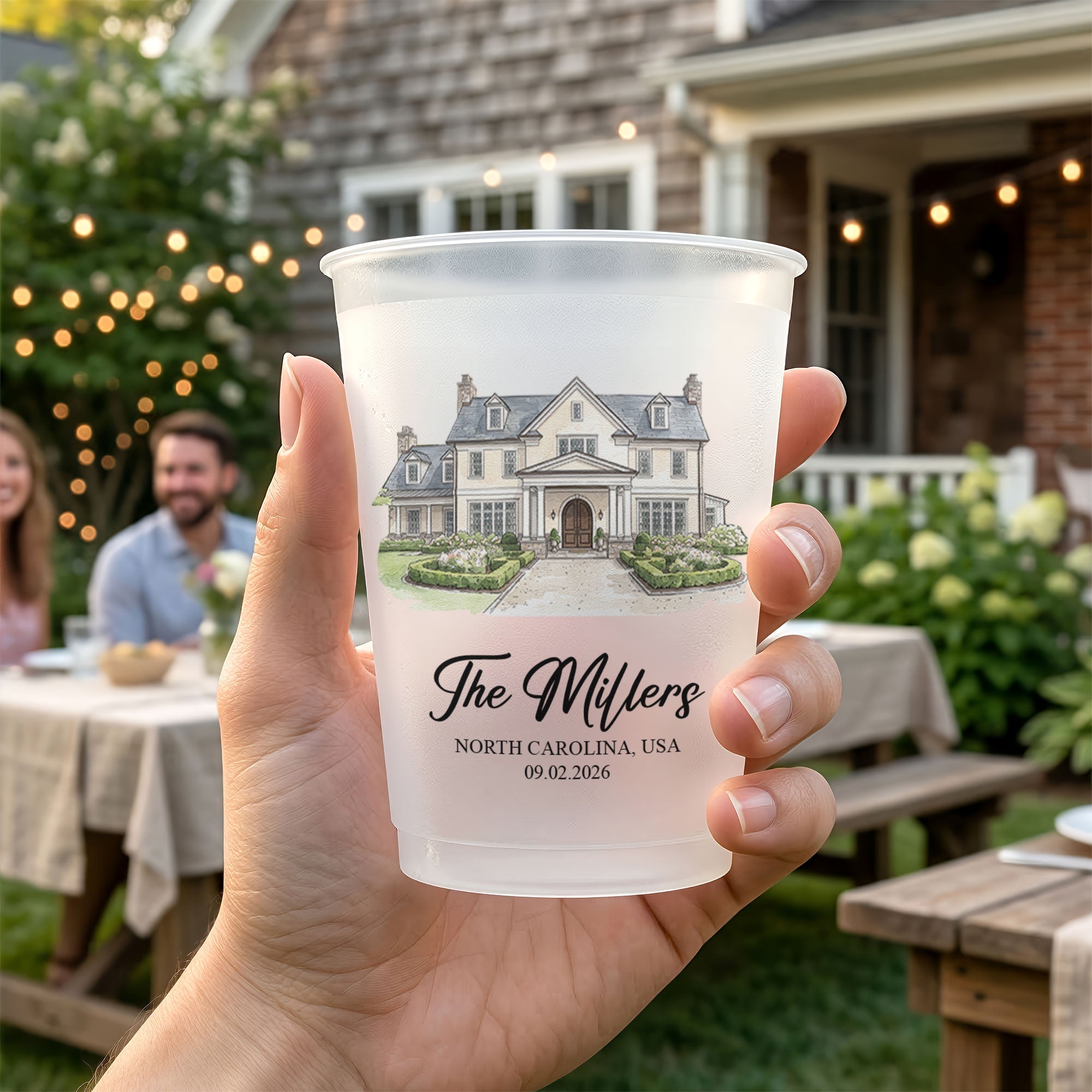 Custom Photo Wedding Venue Watercolor Drawing Wedding Favors - Personalized Cups