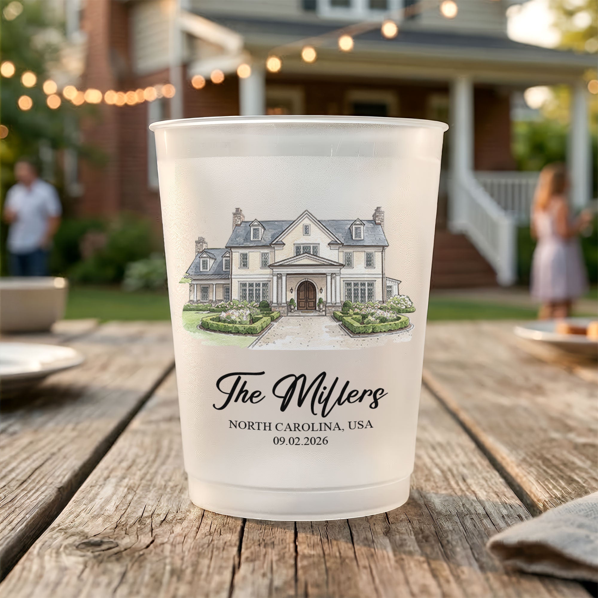 Custom Photo Wedding Venue Watercolor Drawing Wedding Favors - Personalized Cups