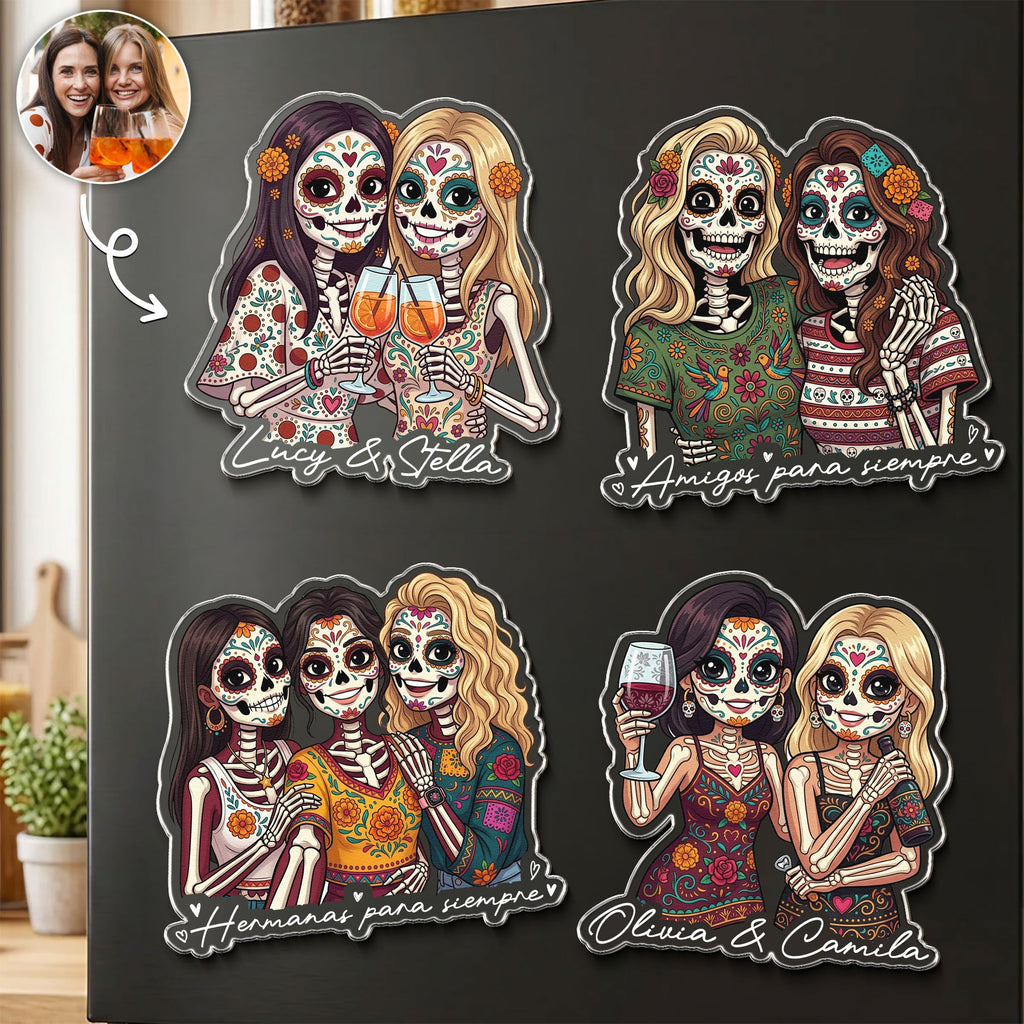 Custom Portrait Amigas Por Siempre, Regalo De Gracias Para Amiga - Personalized Magnet