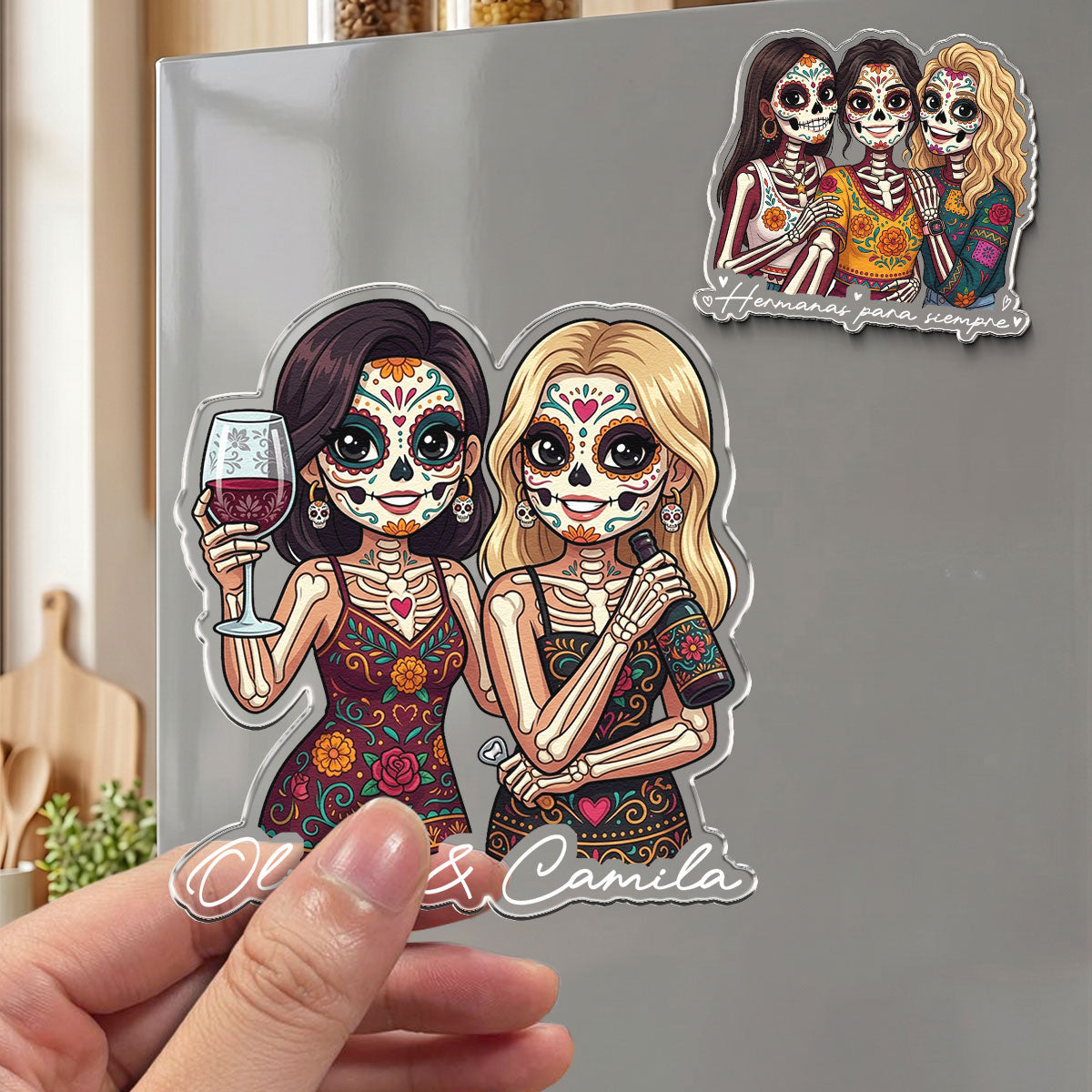 Custom Portrait Amigas Por Siempre, Regalo De Gracias Para Amiga - Personalized Magnet