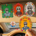 Custom Portrait Day Of The Dead Hispanic Mexican Ancestors - Personalized Car Visor Clip