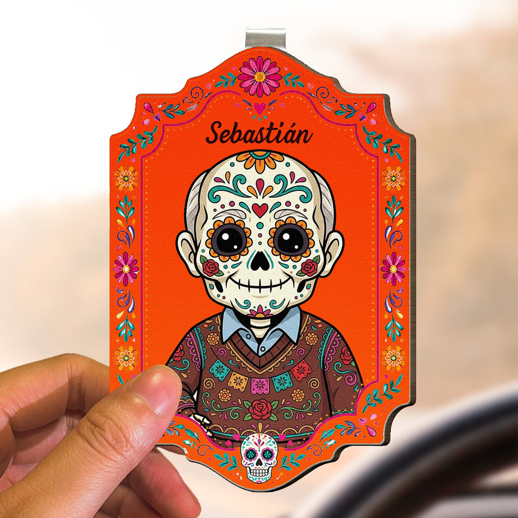 Custom Portrait Day Of The Dead Hispanic Mexican Ancestors - Personalized Car Visor Clip