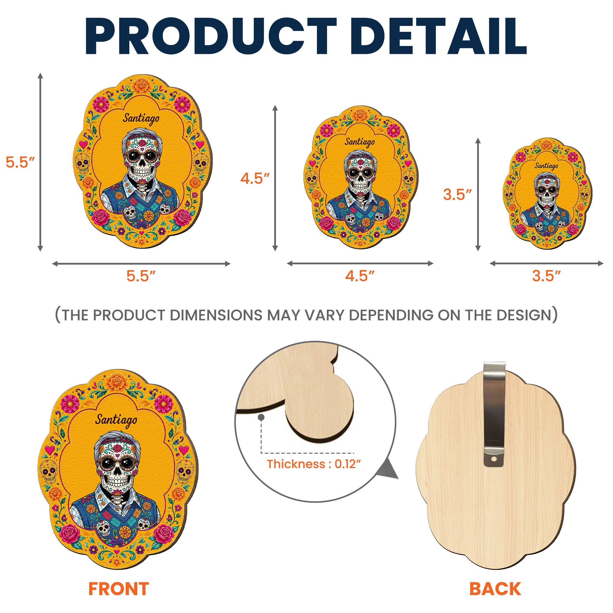 Custom Portrait Day Of The Dead Hispanic Mexican Ancestors - Personalized Car Visor Clip