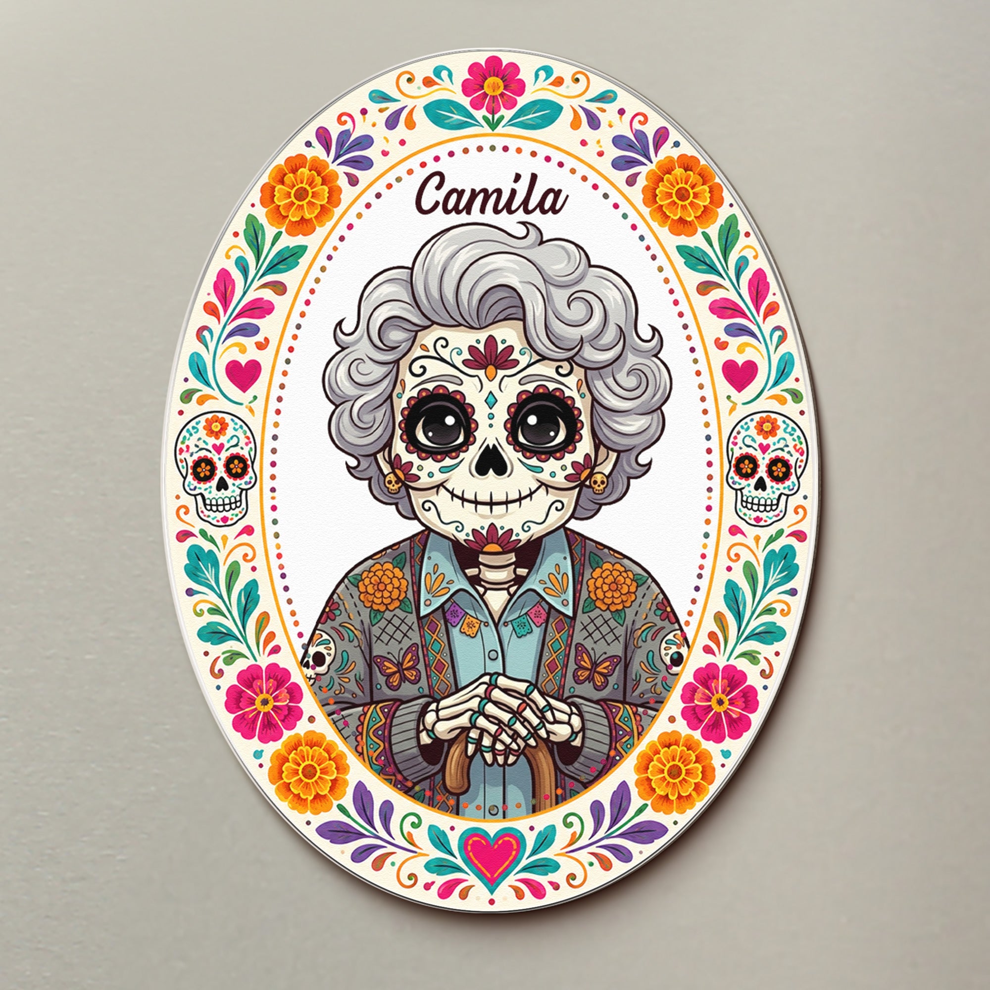 Custom Portrait Day Of The Dead Hispanic Mexican Memorial - Personalized Magnet