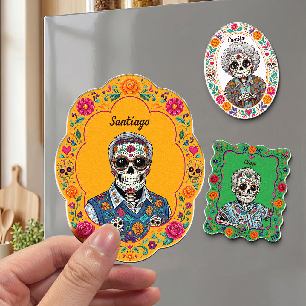 Custom Portrait Day Of The Dead Hispanic Mexican Memorial - Personalized Magnet